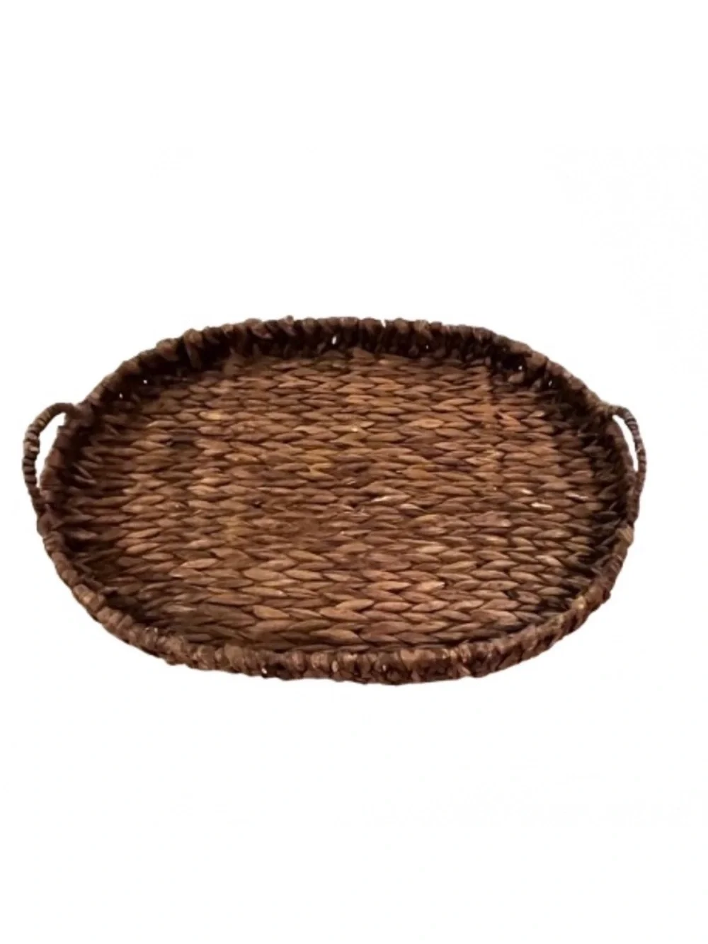 NWOT- Large Oval Woven Water Hyacinth Serving Tray with Handles